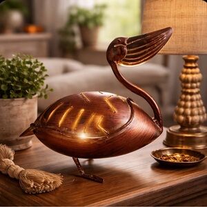 Rustic Brown Metal Pelican Lantern